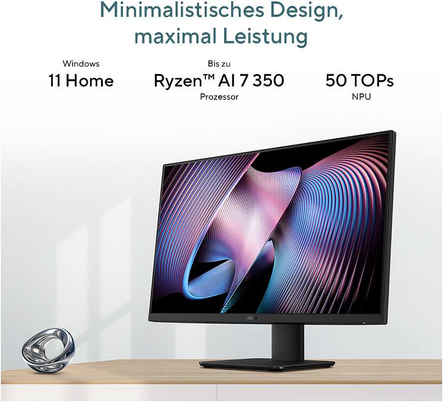 Stacionarus kompiuteris Asus ExpertCenter V600 AiO VM670KA-BPE013W 27 colių įstrižainės Ryzen AI 7 350 16GB 1TB SSD Windows 11 Home Juodas (90PT0457-M00510)