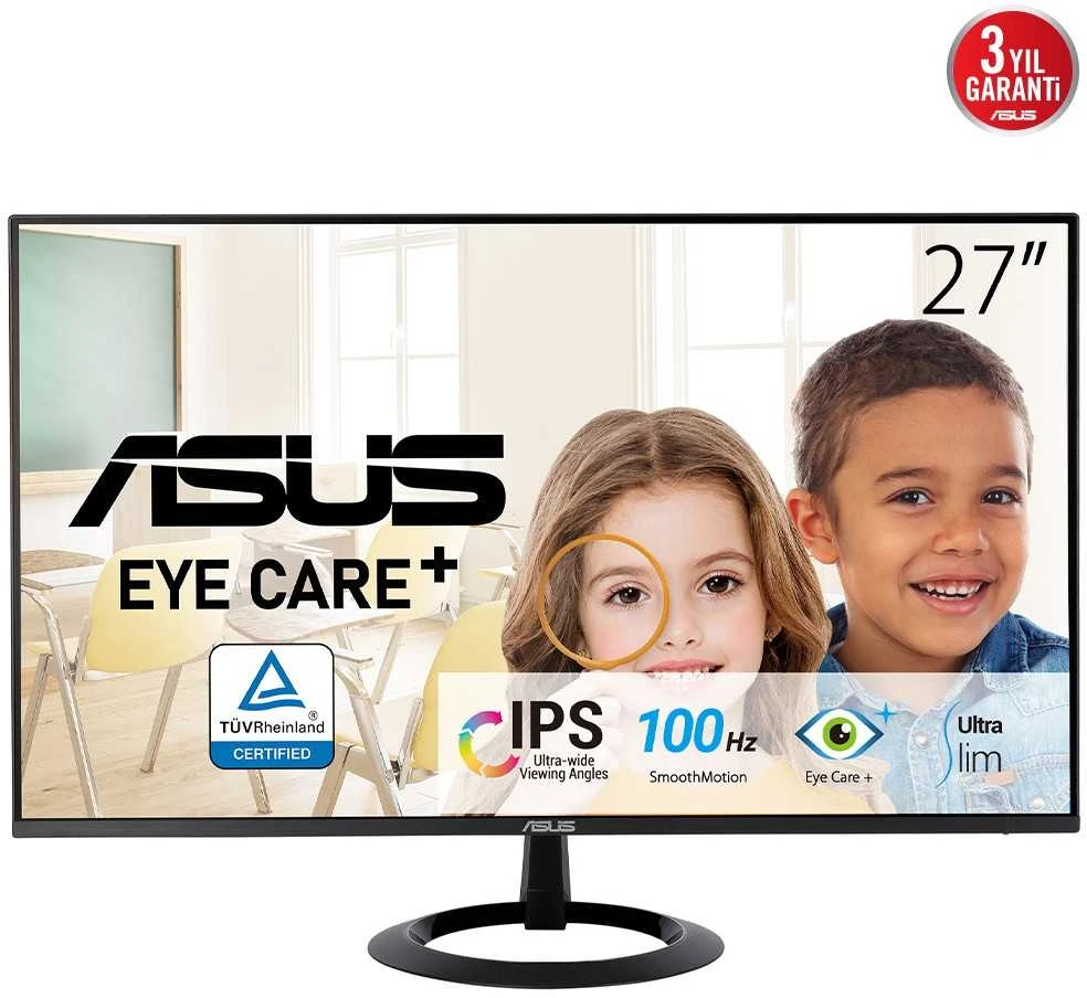 ASUS VZ27EHF Eye Care Gaming Monitorius 27 colių IPS WLED 1920x1080 16:9 100Hz 250cd/m2 1ms HDMI