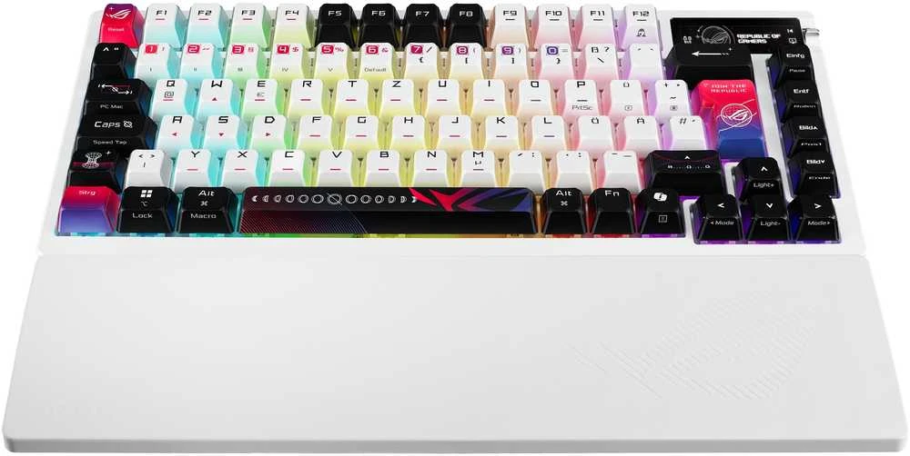 ASUS ROG Azoth X Gaming-klaviatūra, 75%, Hot-Swap, OLED-Ekranas, Tri-Mode - Stellar-Design