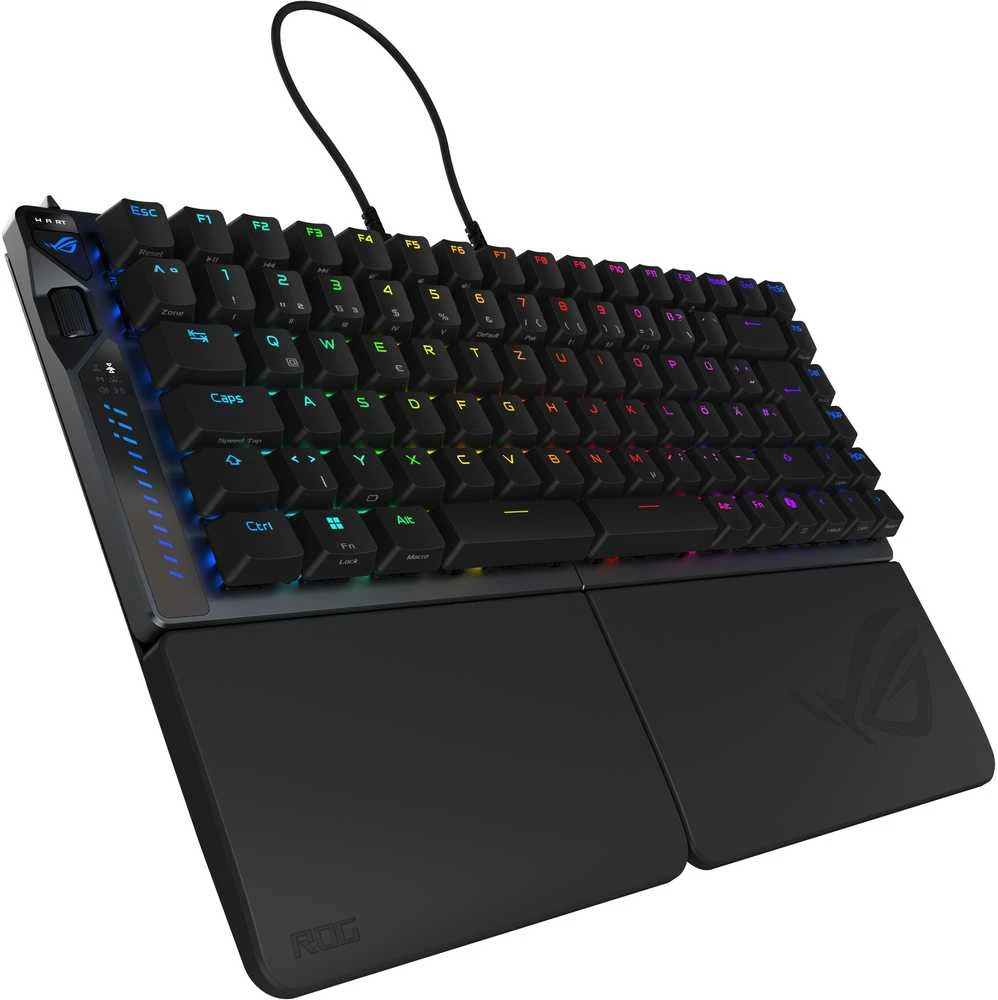 ASUS ROG Falcata žaidimų klaviatūra, 75 % padalinta, ROG HFX V2 magnetiniai jungikliai – UPS