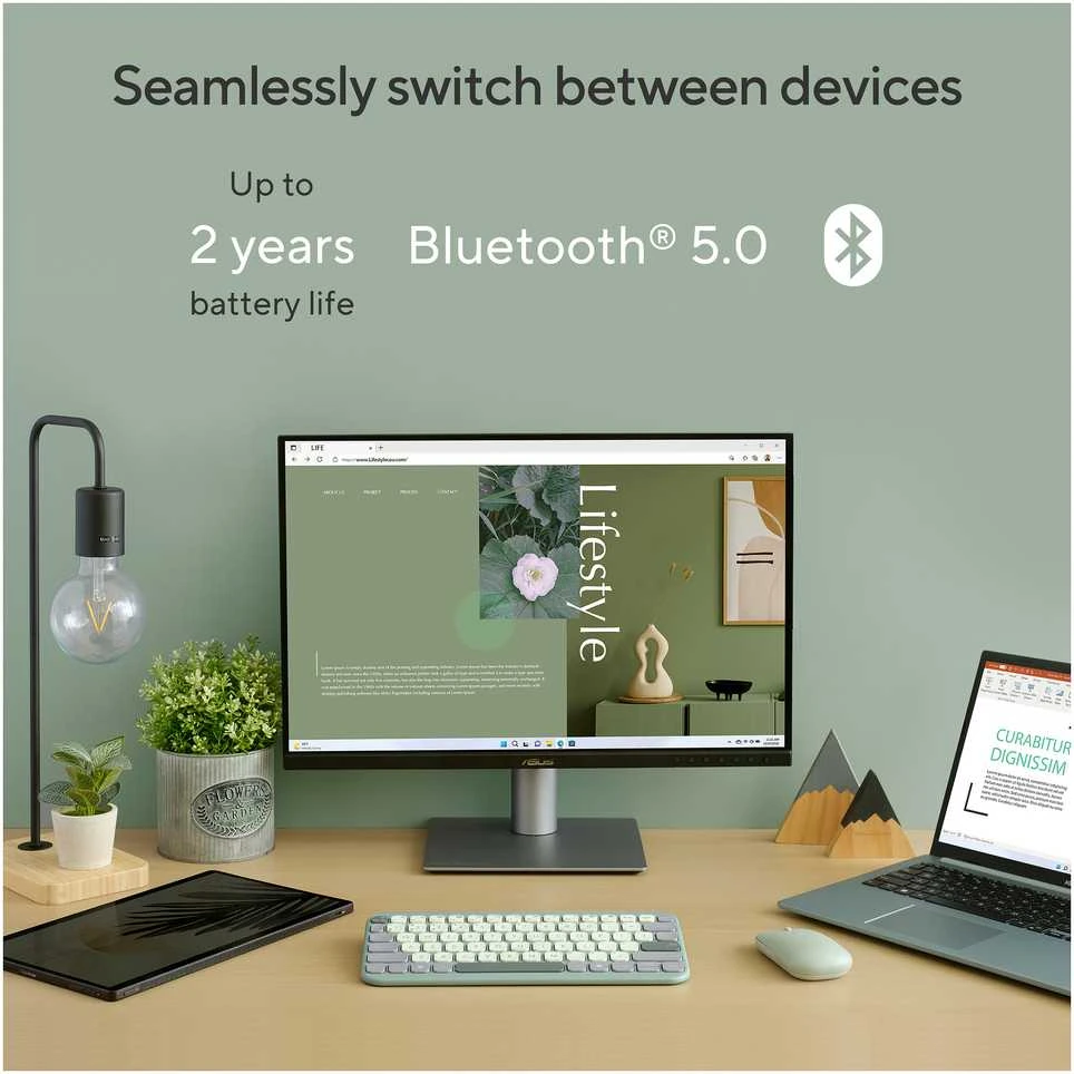 Klaviatūra Asus KW100 Marshmallow Žalias (90XB0880-BKB070)