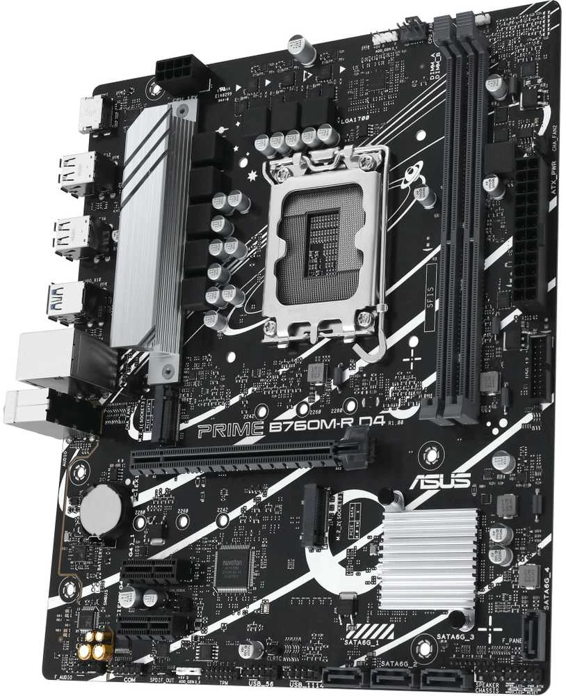 Pagrindinė plokštė Asus PRIME B760M-R D4 | Procesorių šeima Intel | Procesoriaus lizdas LGA1700 | SATA jungčių skaičius 4