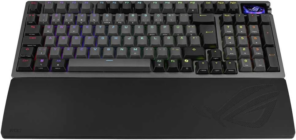 ASUS ROG Azoth 96 HE cablelose Gaming-klaviatūra, 8.000Hz, Ekranas, RGB - ROG HFX V2 Magnet-Switches, ISO, juodas