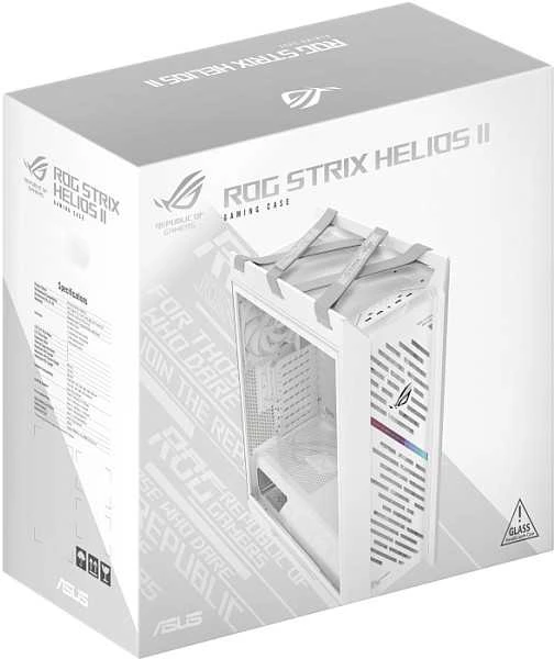 ASUS ROG STRIX HELIOS II GX601S, Bokšto tipo korpusas - baltas, grūdintas stiklas
