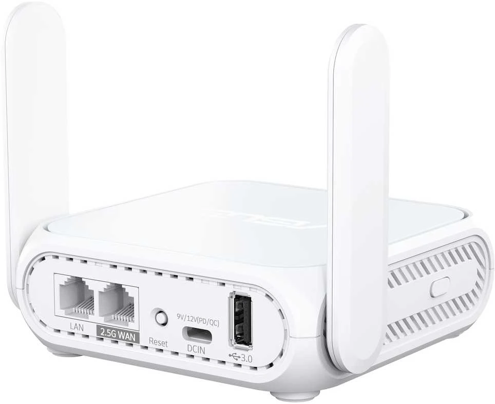 Asus | Dviejų dažnių „WiFi 7 Travel“ maršrutizatorius | RT-BE58 Go | 802.11be | 688/2882 Mbit/s | Tinklo ryšio palaikymas: Taip | MU-MiMO: Taip | Ne, mobilusis plačiajuostis ryšys | Antenos tipas: vidinė