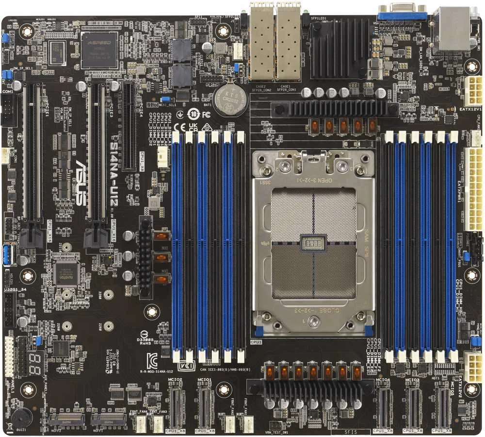 Pagrindinė plokštė Serverio Motininė Plokštė - ASUS S14NA-U12 AMD EPYC 8004 SP6 (LGA 4844) CEB
