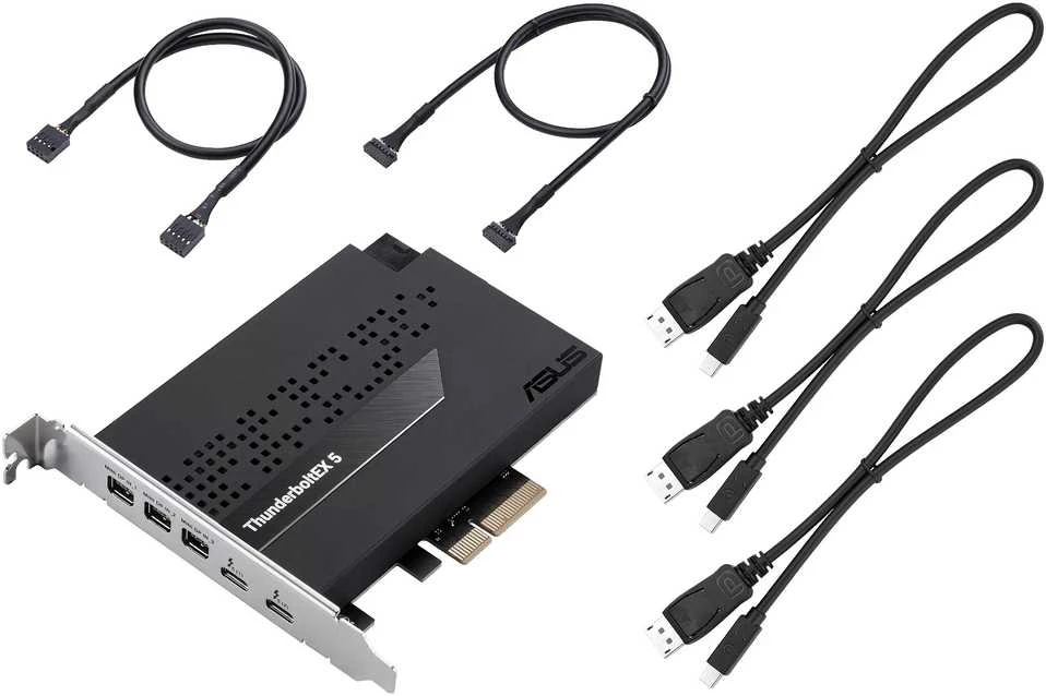 ASUS ThunderboltEX 5 išplėtimo plokštė, PCIe 4.0x4, 2xThunderbolt 5, 3x Mini-DP