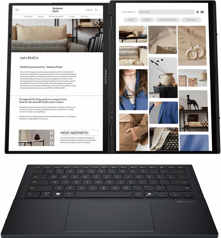 Nešiojamas kompiuteris ASUS ZenBook Duo 14 OLED U9-285H 32GB 1TB UX8406CA-QL203X W11P