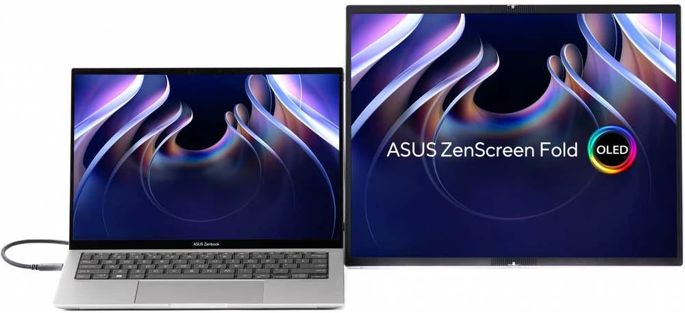 ASUS ZenScreen Fold OLED MQ17QH nešiojamas monitorius 17,3 colio OLED WUXGA 4:3 60Hz 350cd/m2 0,2ms Mini HDMI 2xUSB-C