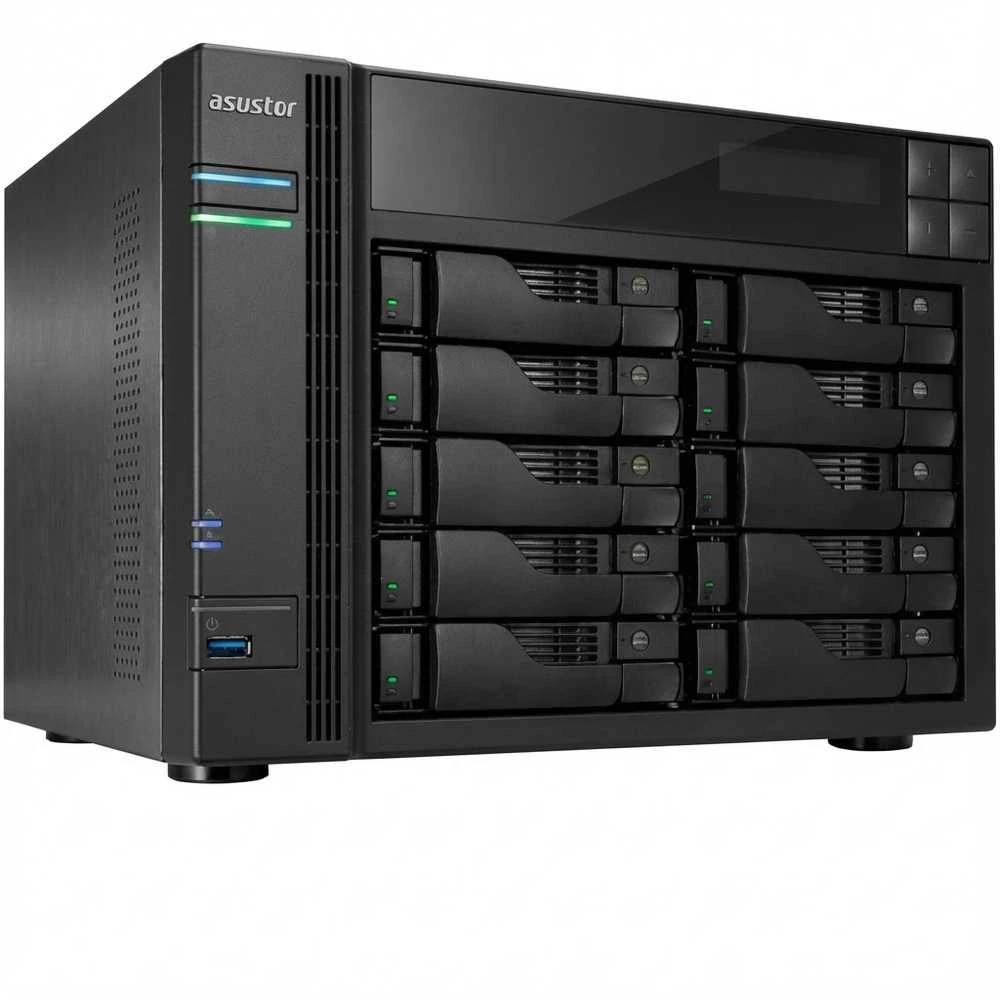 Serveris „Asustor AS6810T NAS“; bokšto tipo; 10 vnt. (3,5 colio SATA HDD / 2,5 colio SSD); AMD Ryzen Embedded V3C14; 16G ECC DDR5 SODIMM (maks. 64 GB), 2 vnt. 10 GbE, 2 vnt. 5 GbE, 4 vnt. M.2 2280 NVMe PCIe 4.0, 2 vnt. USB4, 2 vnt. USB 3.2 Gen, 1 vnt. pasirenkama 10 GbE plokštė