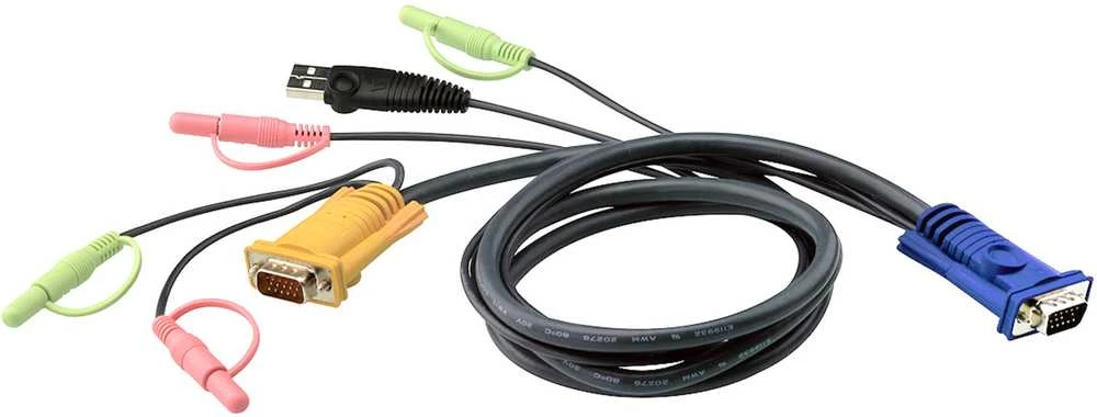 ATEN 2L-5302U ATEN KVM kabelis (HD15-SVGA, USB, USB, garsas) – 1,8 m