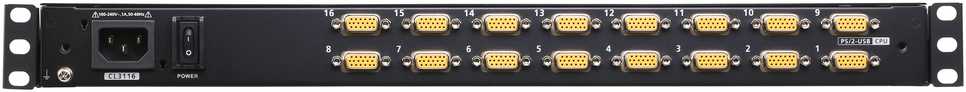 KVM konsolė Aten, KVM jungiklis ATEN CL3116NX, 18,5" TFT, VGA, PS/2-USB, 16 prievadų, FR tipo
