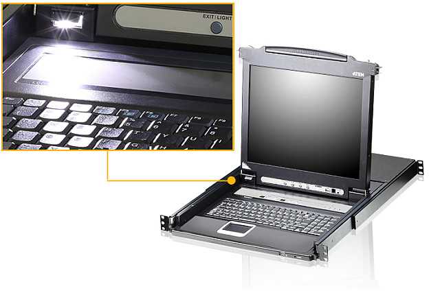 „Aten“ komutatorius CL5708MW LCD KVM komutatorius, 43 cm pločio, USB-PS/2, VGA, 8 prievadai, JK išdėstymas