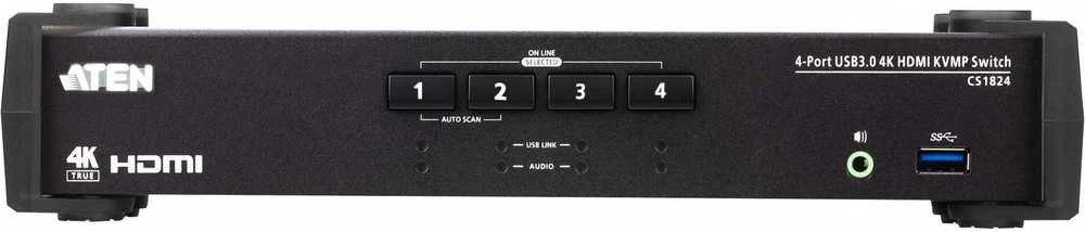 Aten | 4 prievadų USB 3.0 4K HDMI KVMP komutatorius su garso maišytuvo režimu | CS1824