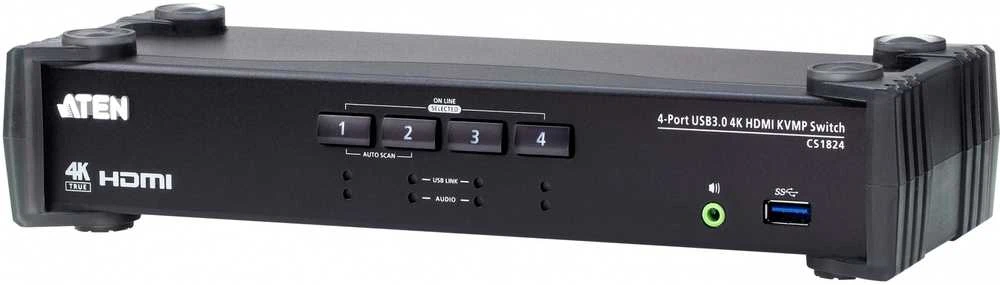 Aten | 4 prievadų USB 3.0 4K HDMI KVMP komutatorius su garso maišytuvo režimu | CS1824