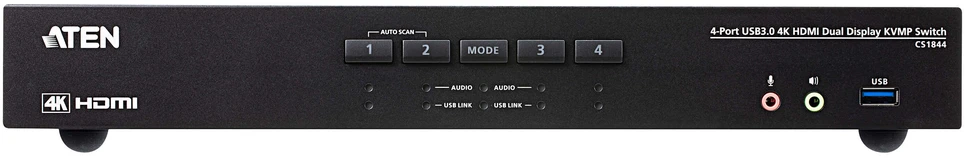 Aten | 4 prievadų USB 3.0 4K HDMI dviejų ekranų KVMP jungiklis | CS1844