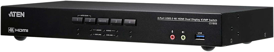 Aten | 4 prievadų USB 3.0 4K HDMI dviejų ekranų KVMP jungiklis | CS1844
