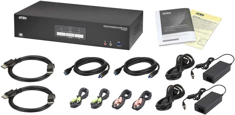 Aten International Co Aten ATEN CS1922ATC jungiklis 2 prievadų USB 3.0 4K DisplayPort KVM jungiklis, skirtas ATC