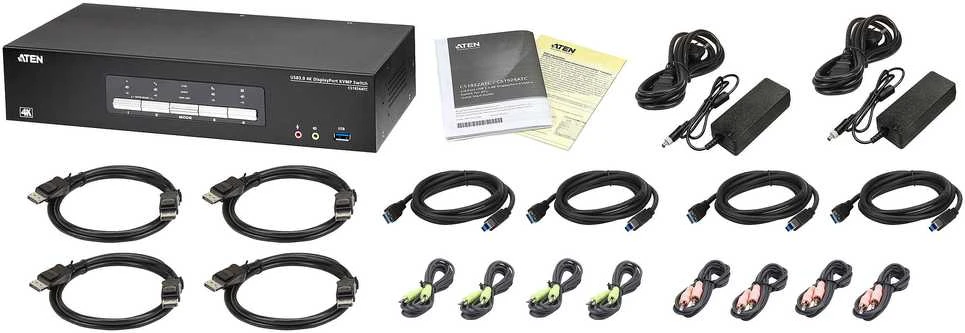 Aten ATEN CS1924ATC jungiklis 4 prievadų USB 3.0 4K DisplayPort KVM jungiklis, skirtas ATC