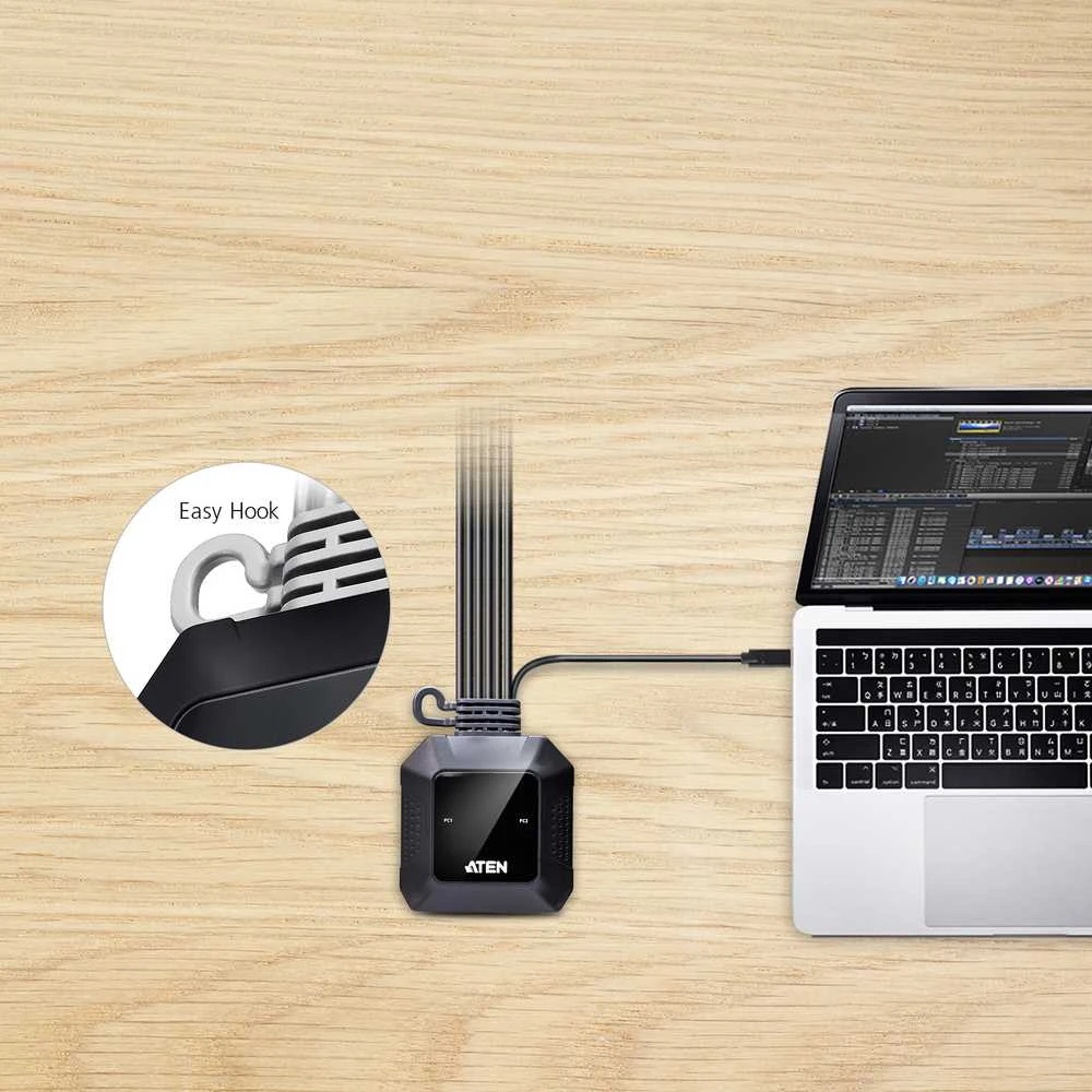 Aten ATEN CS52DP 2 prievadų USB-C DisplayPort hibridinio kabelio KVM jungiklis