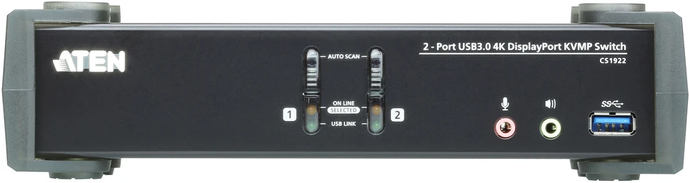 Aten CS1922 2 prievadų USB 3.0 4K DisplayPort KVMP jungiklis | Aten | 2 prievadų USB 3.0 4K DisplayPort KVMP™ jungiklis (Kabeliai pridedami) | CS1922