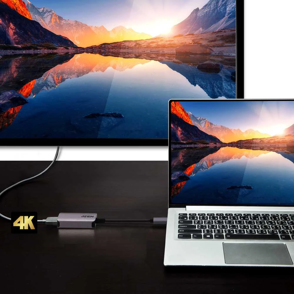 Aten | USB-C į HDMI 4K adapteris | HDMI lizdas | USB-C kištukas | USB-C į HDMI