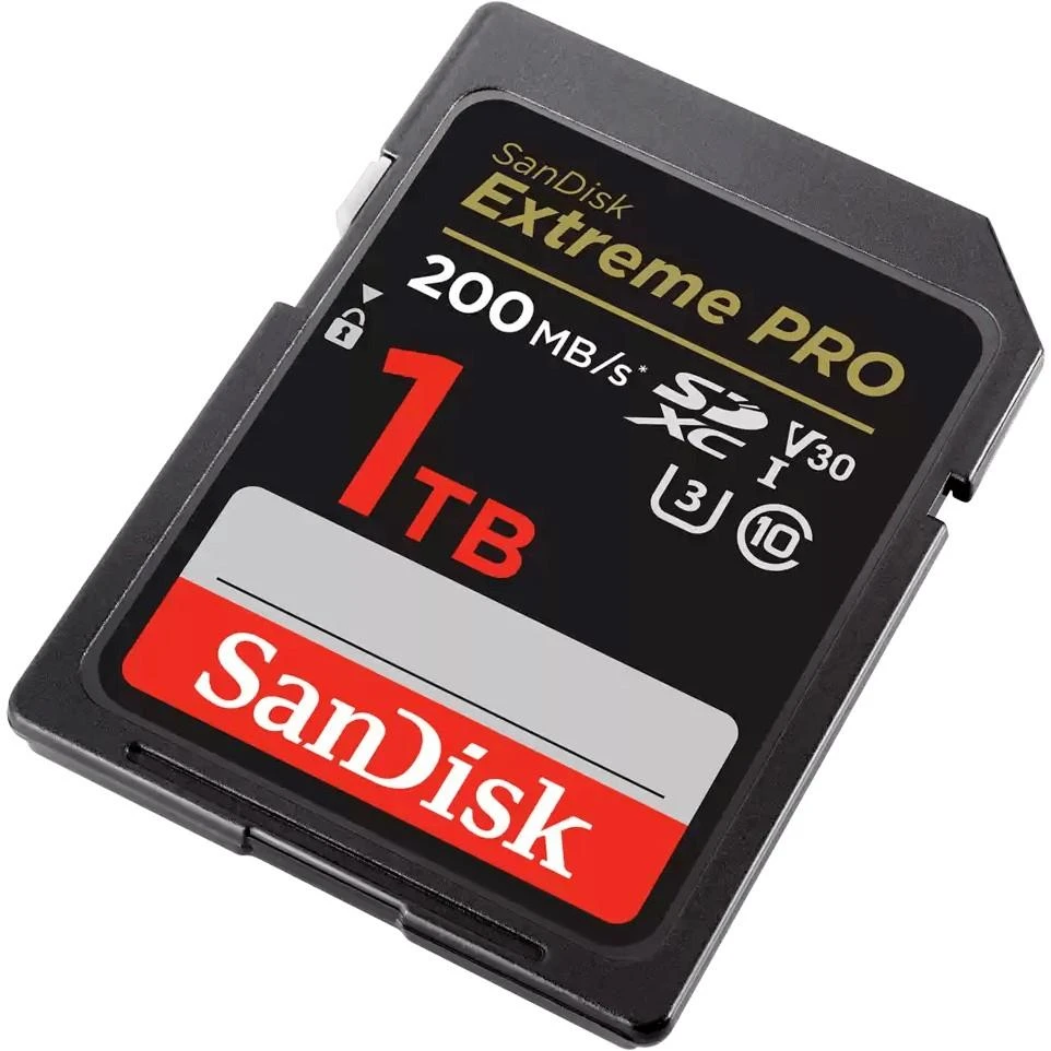 SanDisk 1TB Extreme Pro SD atminties kortelė iš arčiau