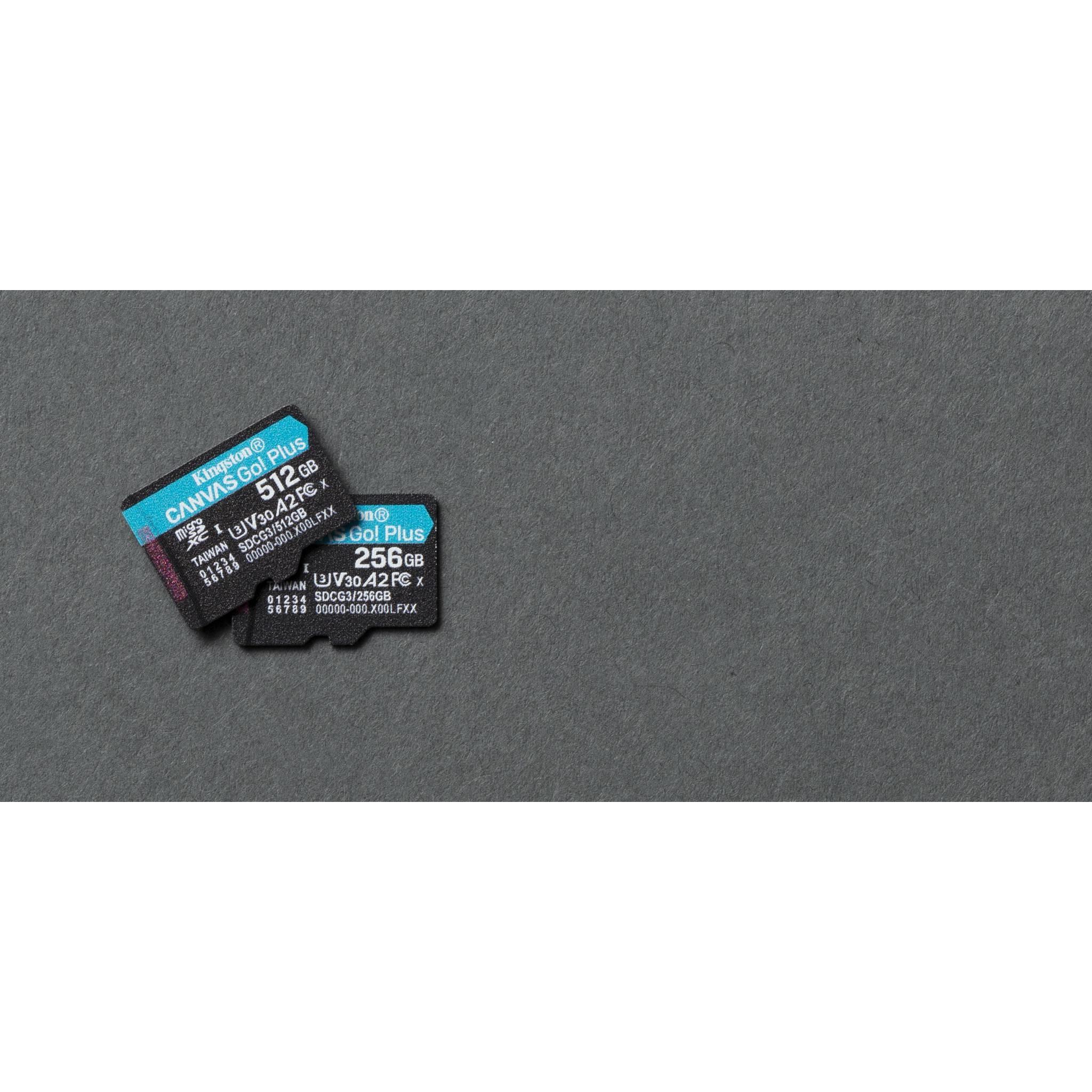 Atminties kortelė „Kingston“ 256 GB „Micro SDXC Canvas Go Plus 170R A2 U3 V30“ kortelė su ADP