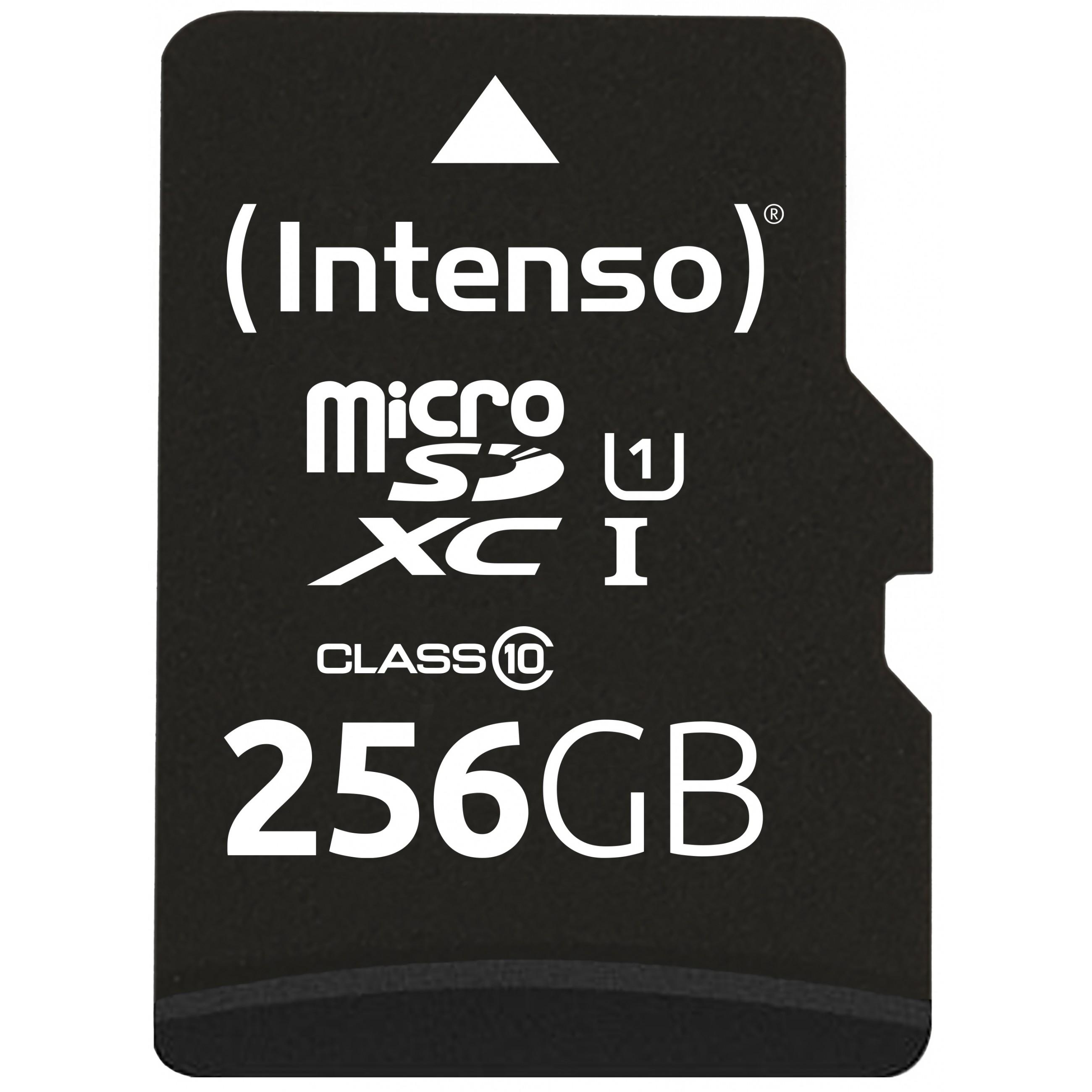 Atminties kortelė „Intenso Micro SDXC“ 256 GB 10 klasės UHS-I U1 našumas