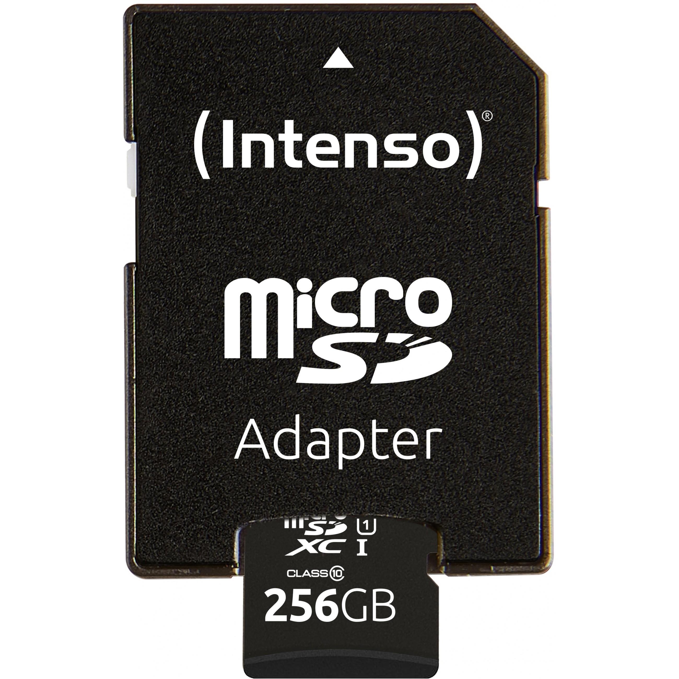 Atminties kortelė „Intenso Micro SDXC“ 256 GB 10 klasės UHS-I U1 našumas