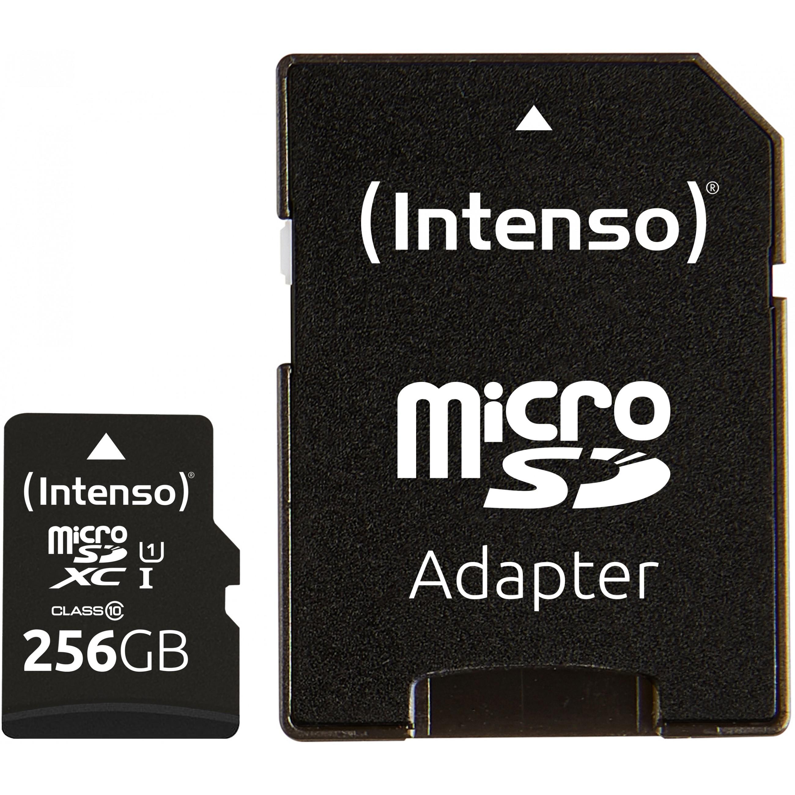 Atminties kortelė „Intenso Micro SDXC“ 256 GB 10 klasės UHS-I U1 našumas