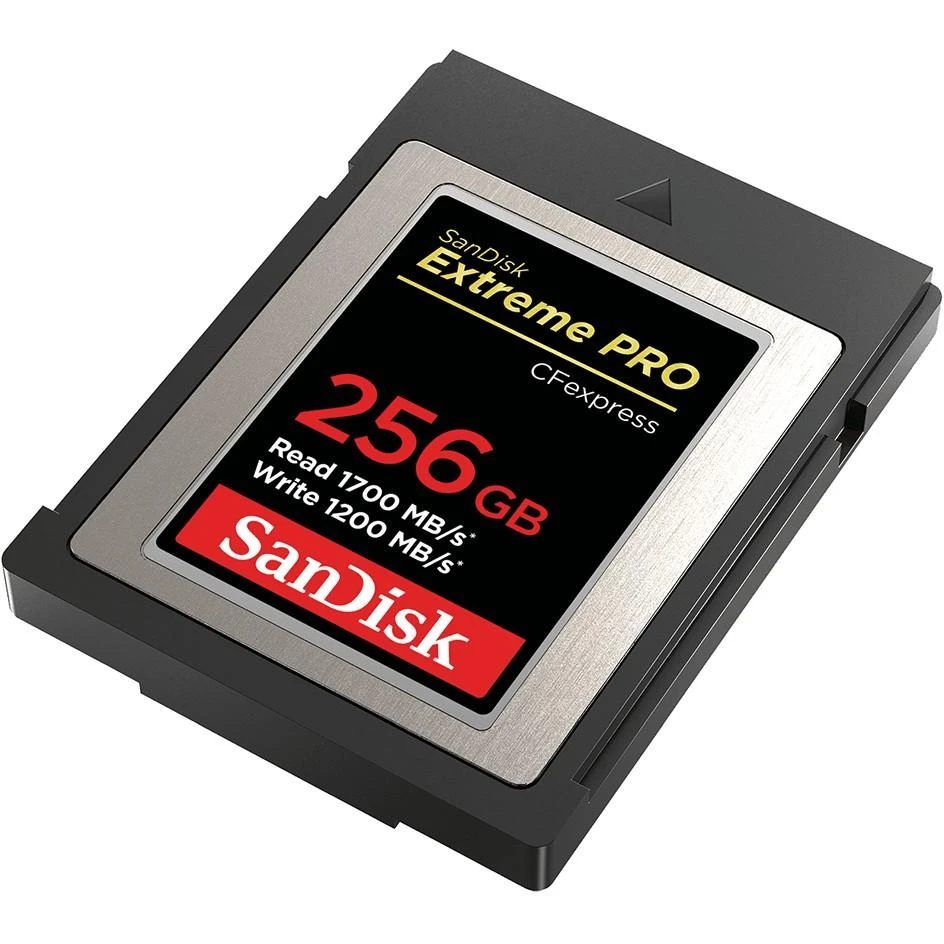 SanDisk CFexpress 256GB atminties kortelė, kampinis vaizdas