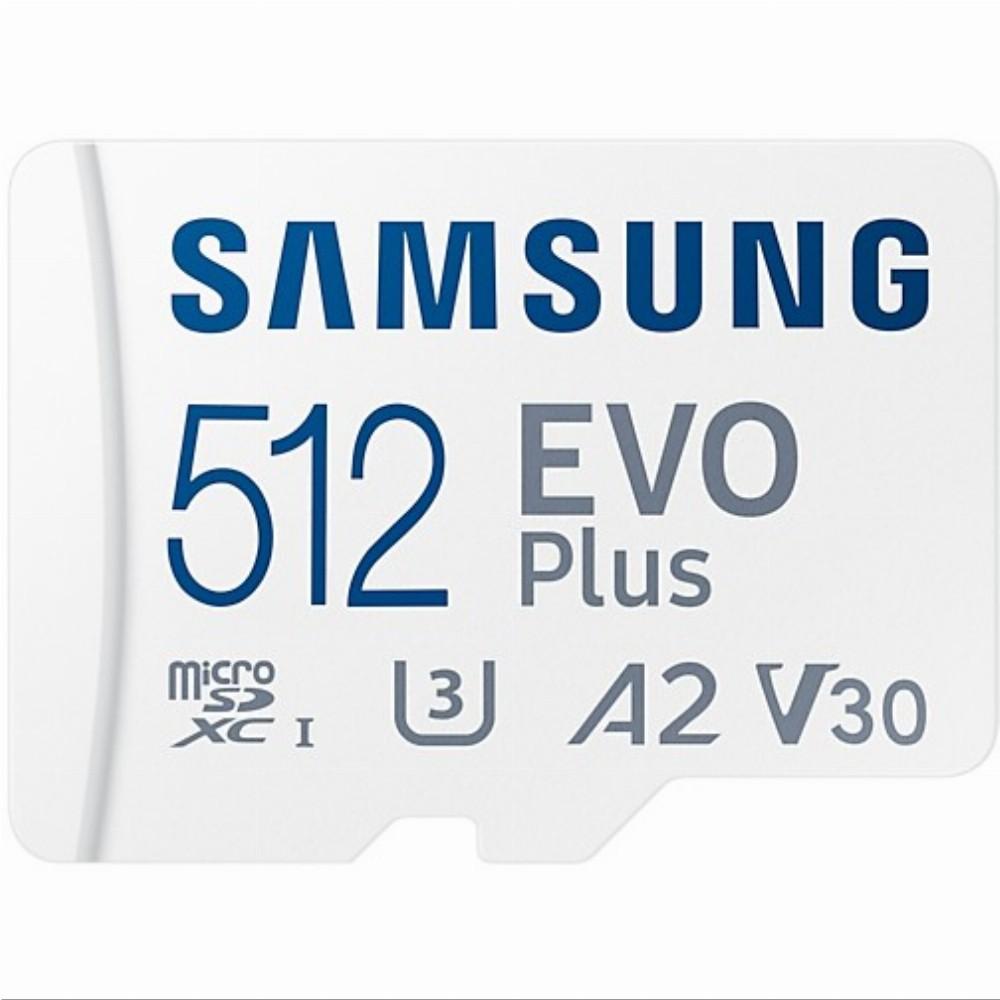 Atminties kortelė Samsung Micro SD Card EVO PLUS 512 GB Micro SDXC Flash atminties klasė 10 SD adapter/Baltos spalvos