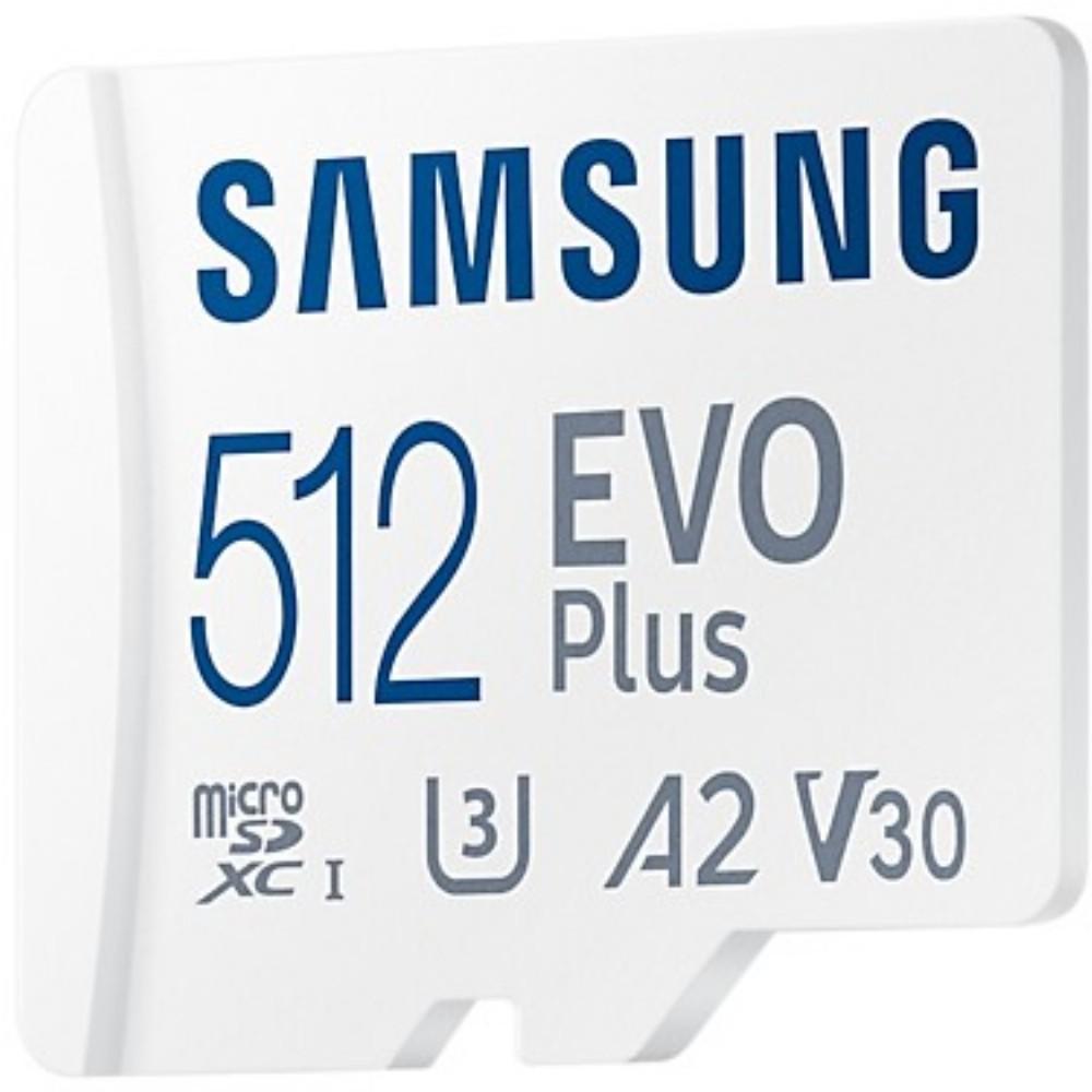 Atminties kortelė Samsung Micro SD Card EVO PLUS 512 GB Micro SDXC Flash atminties klasė 10 SD adapter/Baltos spalvos aprašymas - Prekės nuotrauka