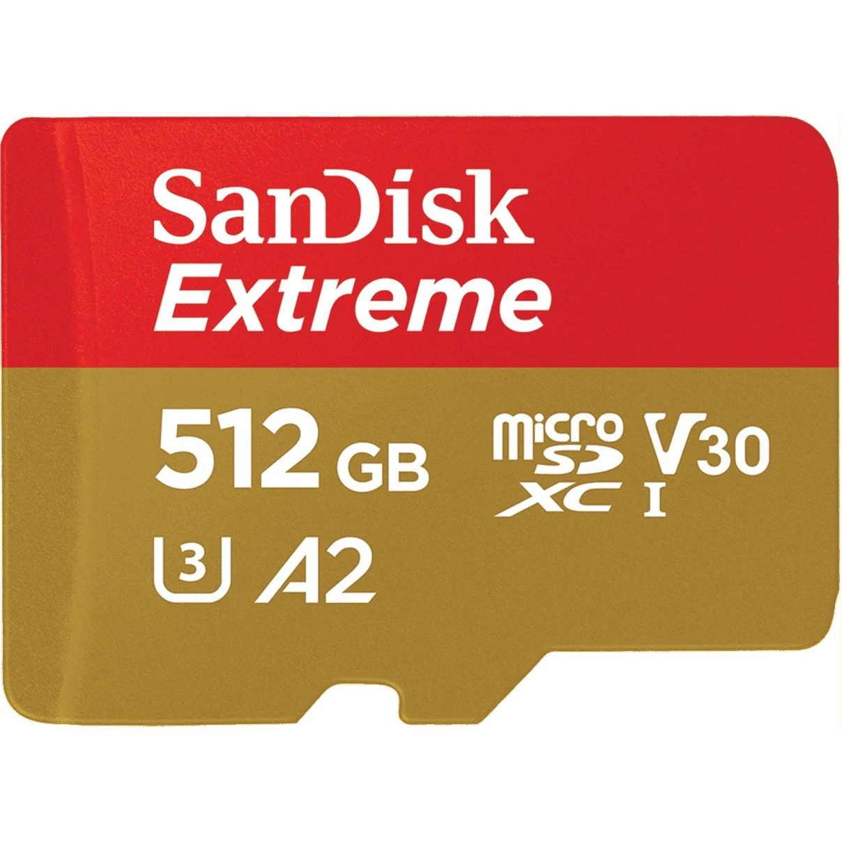 Atminties kortelė SANDISK Extreme Micro SDXC 512GB + SD adapteris + 1 metų „RescuePRO Deluxe“ iki 190 MB/s ir 130 MB/s skaitymo / rašymo greičių A2 C10 V30 UHS-I U3