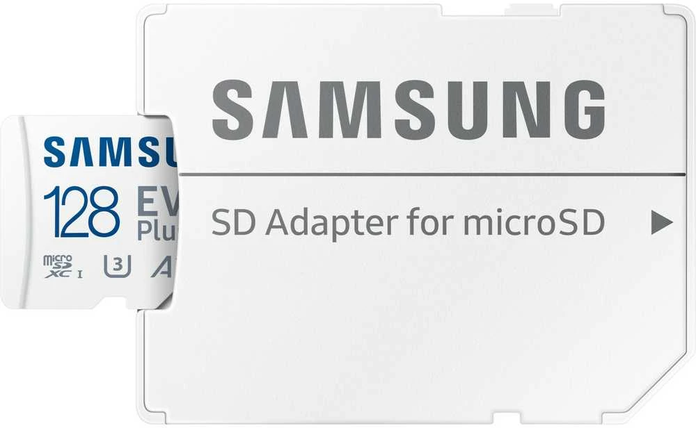 Atminties kortelė Samsung EVO Plus microSD 128 GB, Baltos spalvos
