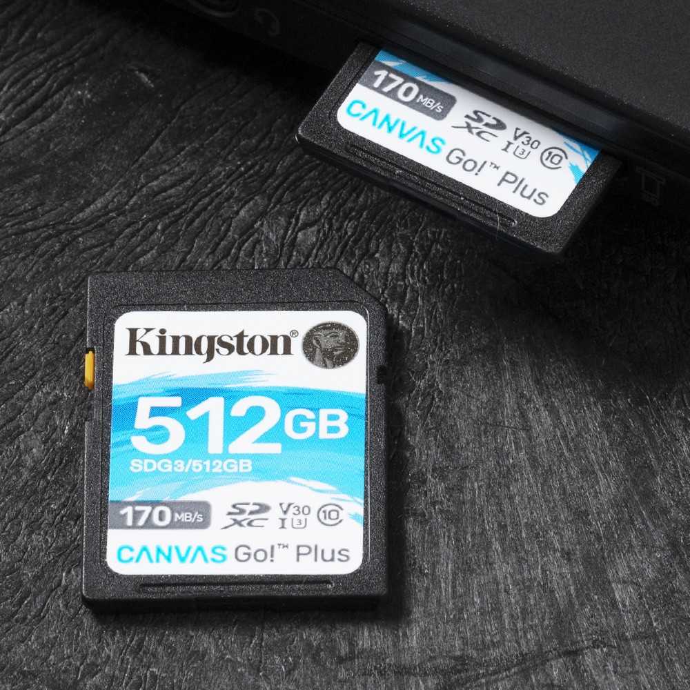 Atminties kortelė Kingston SDXC Canvas Go Plus 512GB 170R C10 UHS-I U3 V30