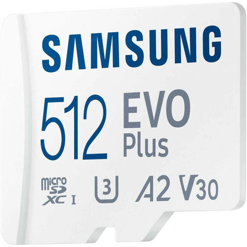 Atminties kortelė Samsung Micro SD Card EVO PLUS 512 GB Micro SDXC Flash atminties klasė 10 SD adapter/Baltos spalvos