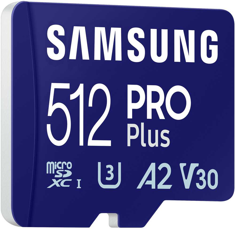 Atminties kortelė SAMSUNG PRO Plus Micro SD 512GB Iki 180MB/s Skaitymas ir 130MB/s Rašymo greitis su 10 klasės 4K UHD įsk. Kortelių skaitytuvas 2023
