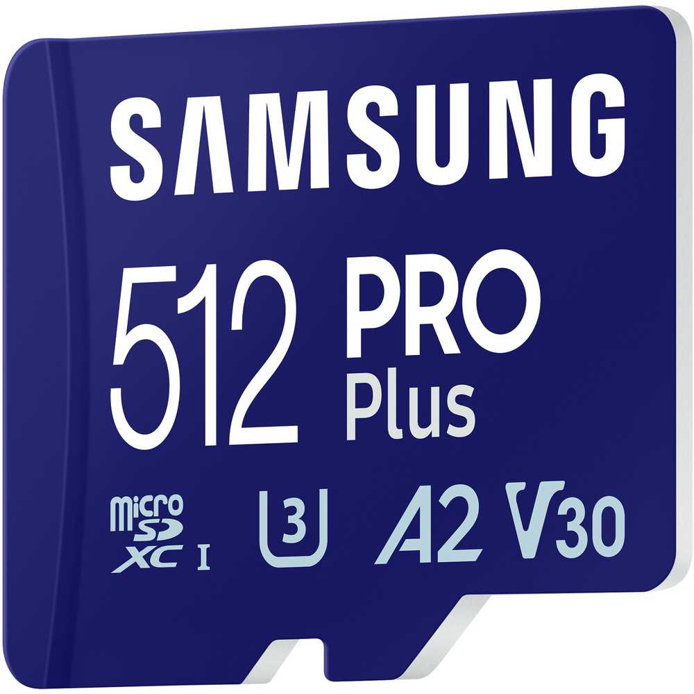 Atminties kortelė SAMSUNG PRO Plus Micro SD 512GB Iki 180MB/s Skaitymas ir 130MB/s Rašymo greitis su 10 klasės 4K UHD įsk. Kortelių skaitytuvas 2023