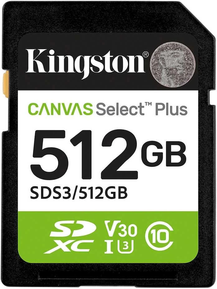 „Kingston Technology“ 512 GB SDXC „Canvas Select Plus“ Gen3 150 MB/s C10 UHS-I U3 V30 atminties kortelė