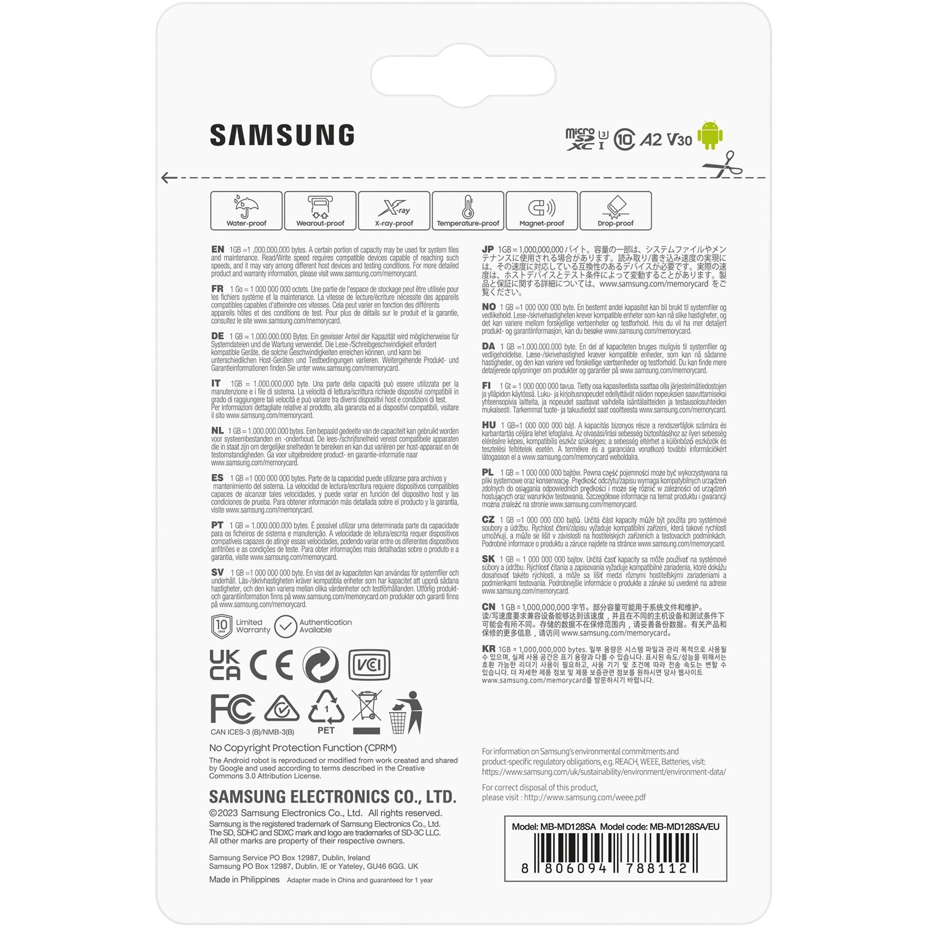 Atminties kortelė Samsung PRO Plus microSD 128 GB (2021), Mėlynos spalvos