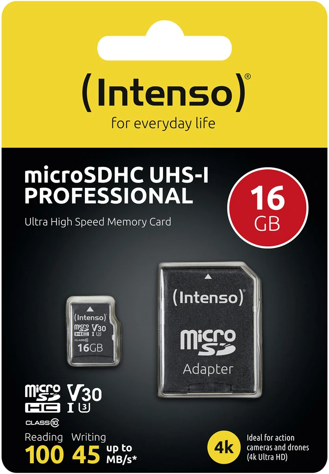 Atminties kortelė Intenso Micro SDHC 16GB Pro 3433470