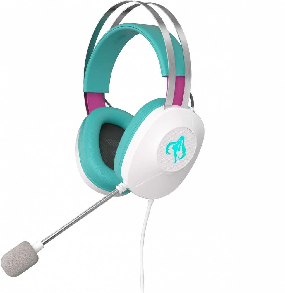 Asus TUF Gaming H1 Hatsune Miku ausines su mikrofonu