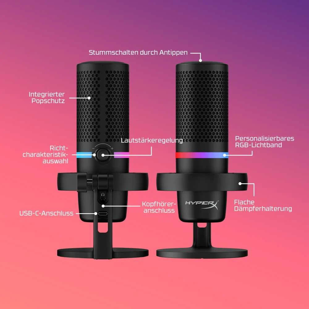 HyperX DuoCast USB mikrofonas, juodas
