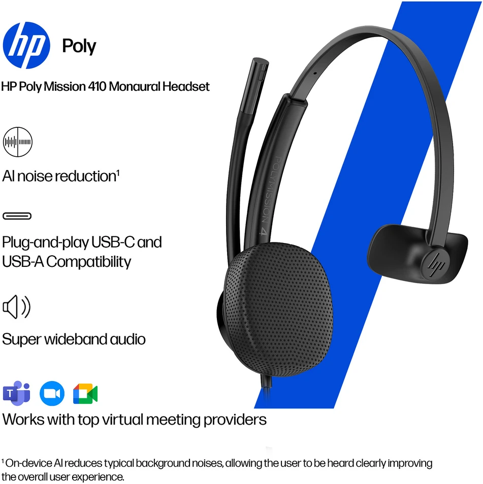 Hewlett Packard (HP) HP Poly Mission 425 Stereo USB Ausinės su laidu