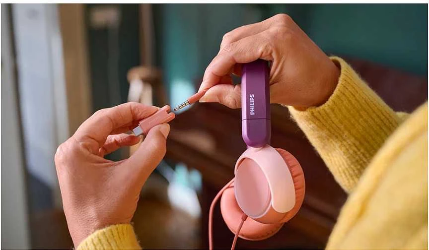 Laidinės vaikiškos ausinės Philips TAK2000MP/00, violetinės ir rudos spalvos
