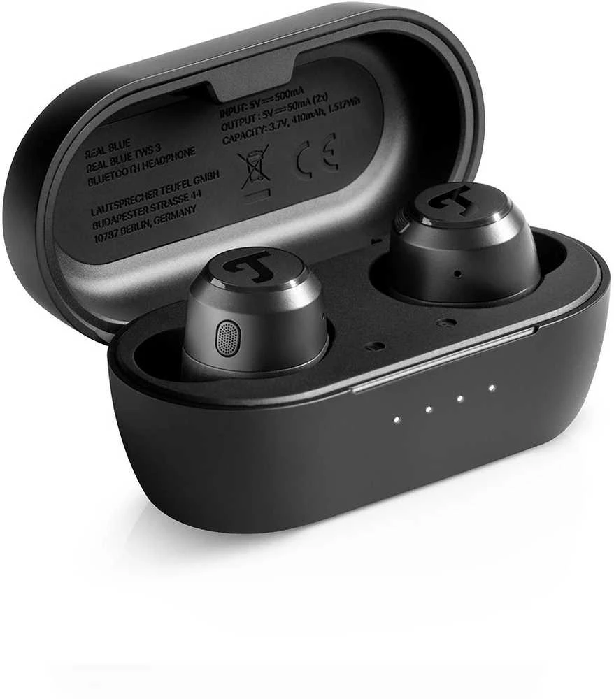 Teufel REAL Blue TWS 3 ausinių dėklas atidarytas