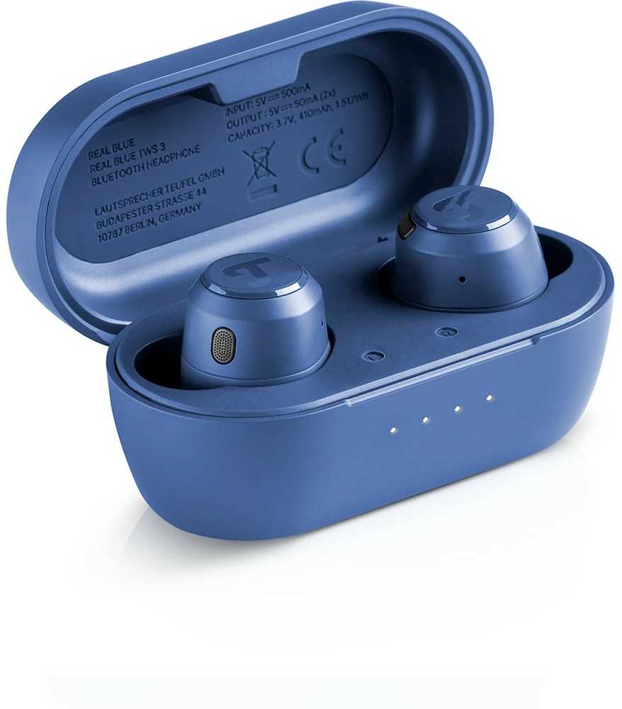Ausinės Teufel REAL mėlynos TWS 3 Ausinių rinkinys Belaidės ausinės Į ausį Bluetooth Skambučiai/muzika Mėlynos