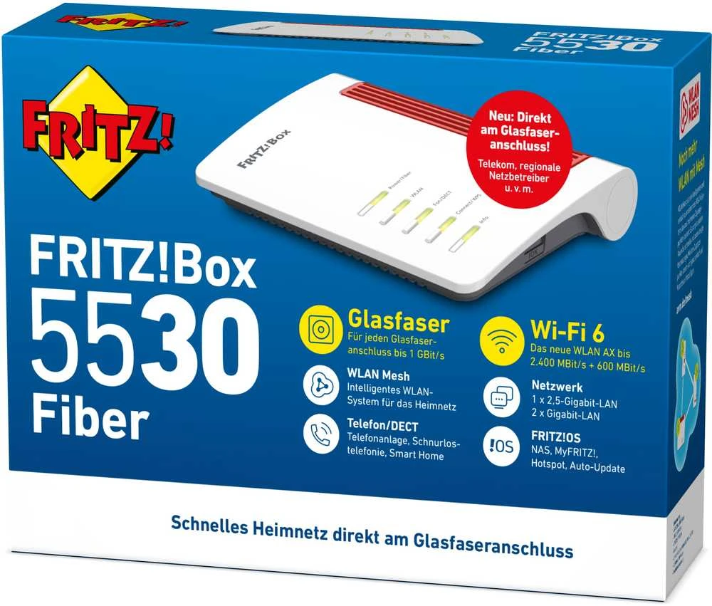 AVM Fritz! Box 5530 Fiber WLAN Maršrutizatorius VoIP - Maršrutizatorius - Wifi-6